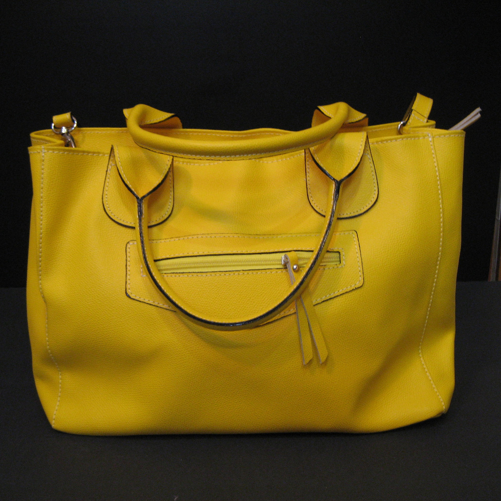 Italian Yellow Pebbled Leather Handbag NWOT